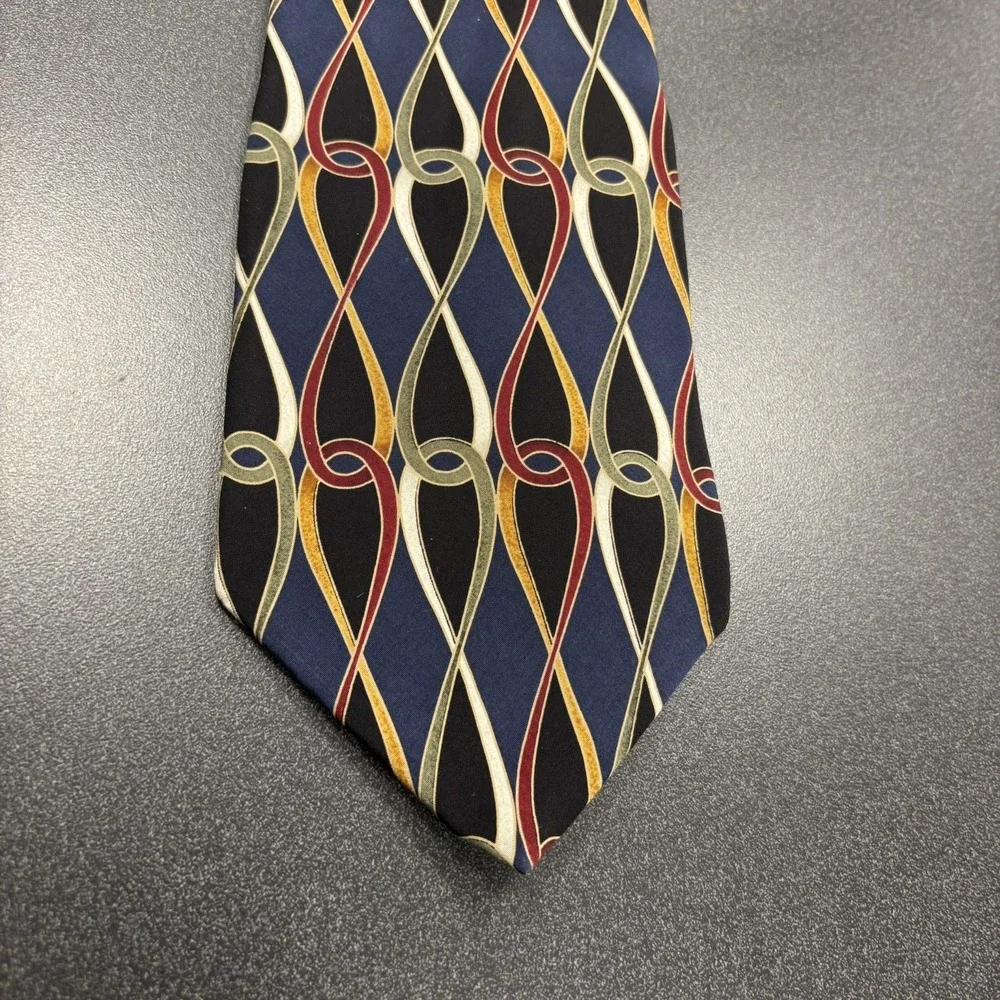 Graham & Lockwood Men's Dress Tie Multicolor Geometric Preppy‎ Silk London Made